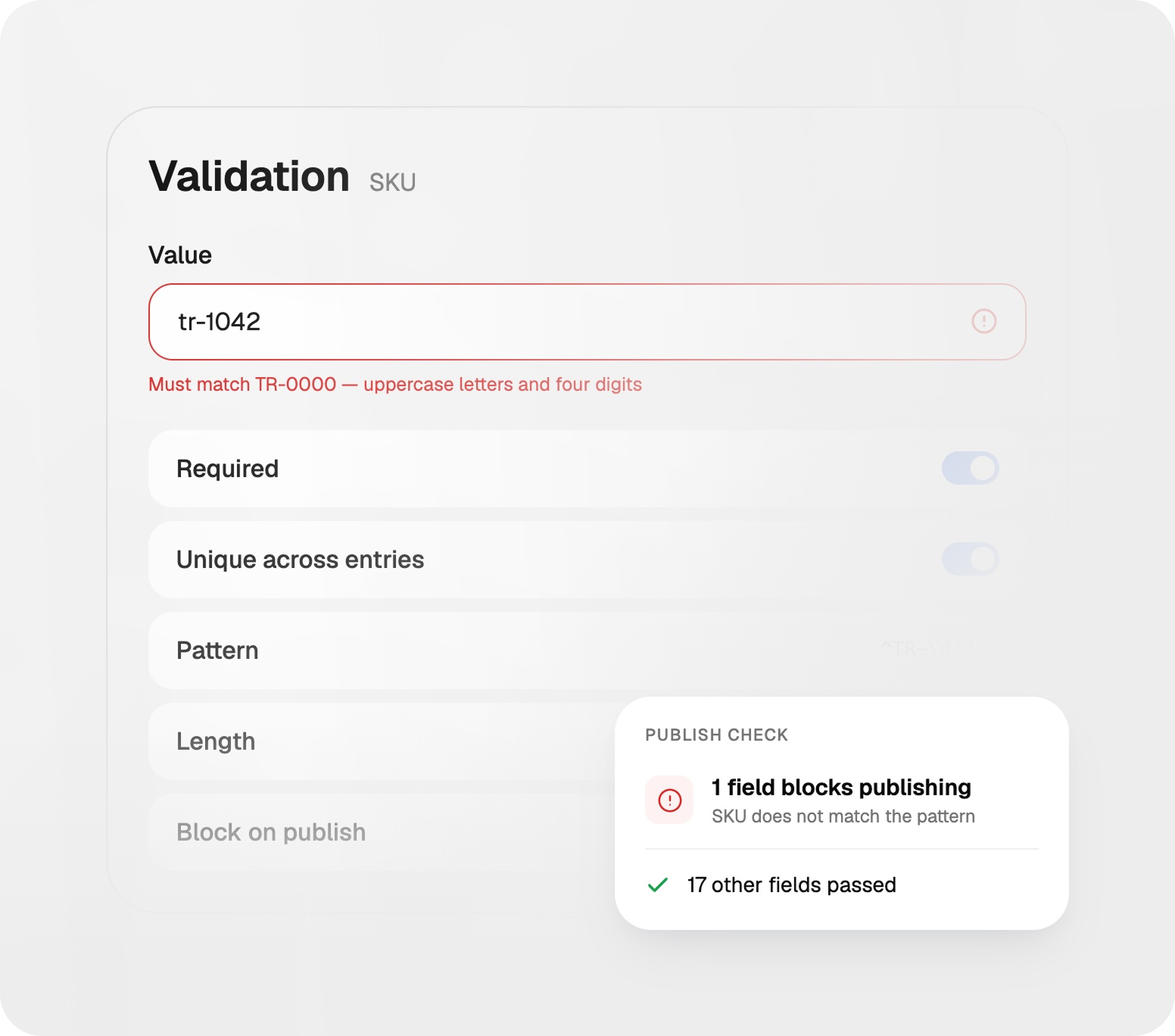 Field validation rules