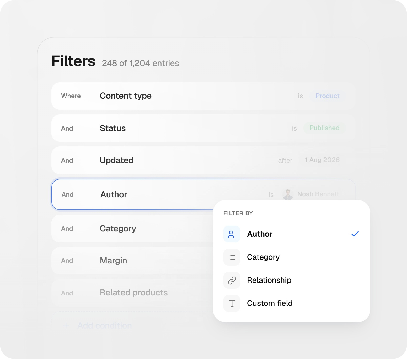 Advanced filtering