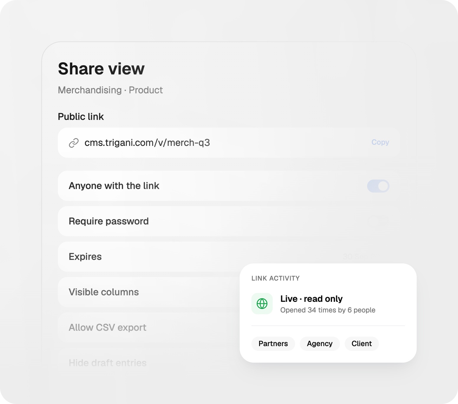 Shareable public links